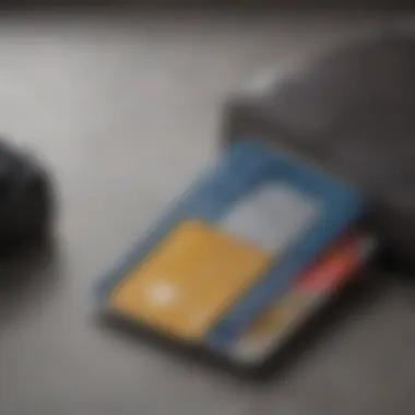 A close-up of a credit card resting on travel accessories