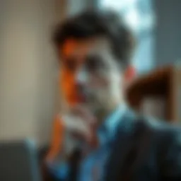 A thoughtful individual contemplating career options