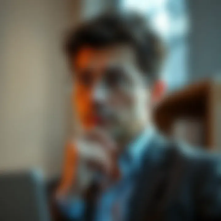 Contemplating New Career Opportunities A thoughtful individual contemplating career options