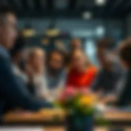 A diverse group of individuals engaged in brainstorming