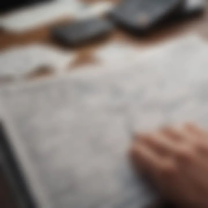 Person reviewing tax records and receipts
