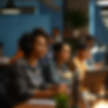 A diverse group engaged in various part-time work settings