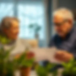 Elderly couple reviewing mortgage options