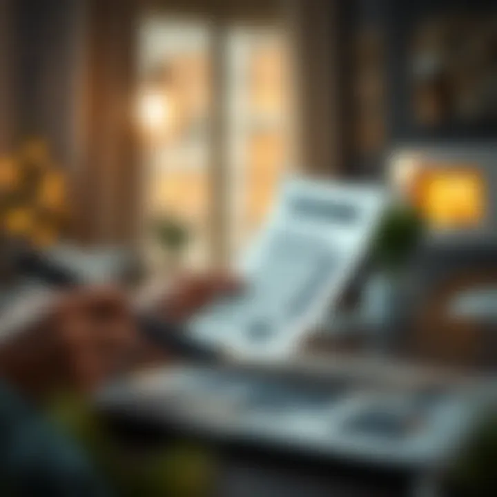 Evaluating Property Values for Investment A person analyzing property values with a calculator and documents