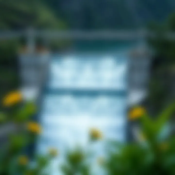 Hydropower Station in Action A serene hydropower station utilizing flowing water
