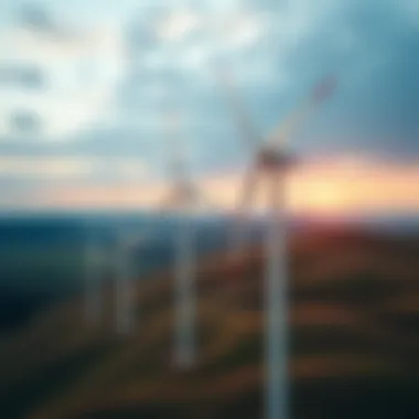 The Power of Wind Energy Wind turbines spinning gracefully in a vast landscape