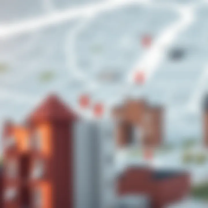 Map highlighting prime locations for four-unit properties