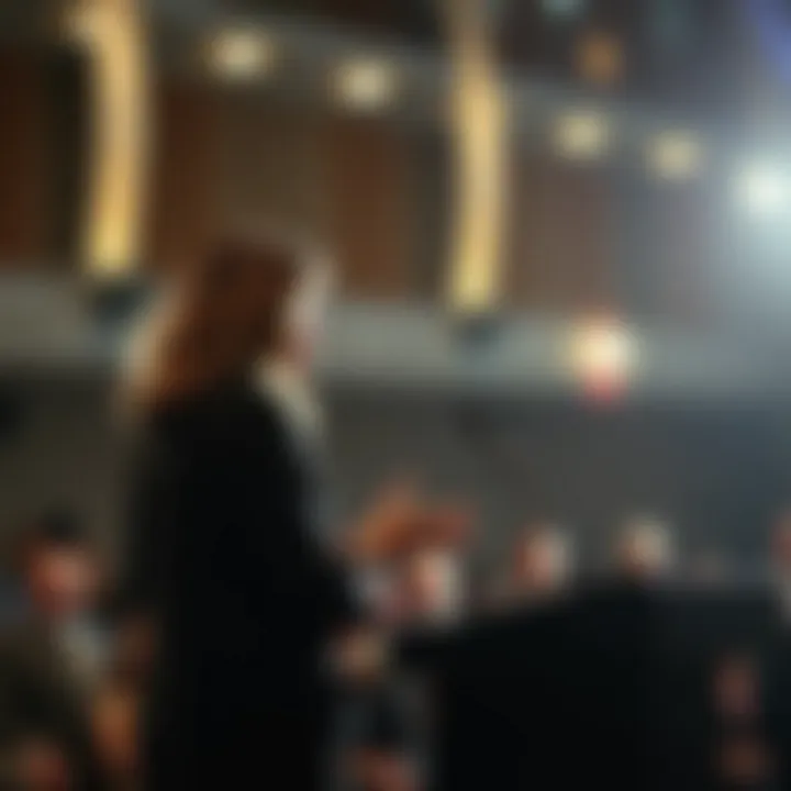 Inspiring Speech An inspiring figure making a speech at a conference