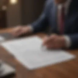 Businessman reviewing financial documents for a loan application