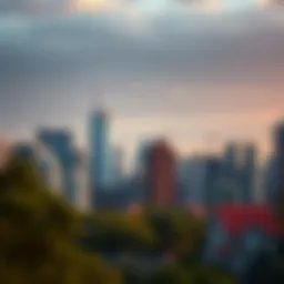 Urban skyline showcasing diverse real estate developments