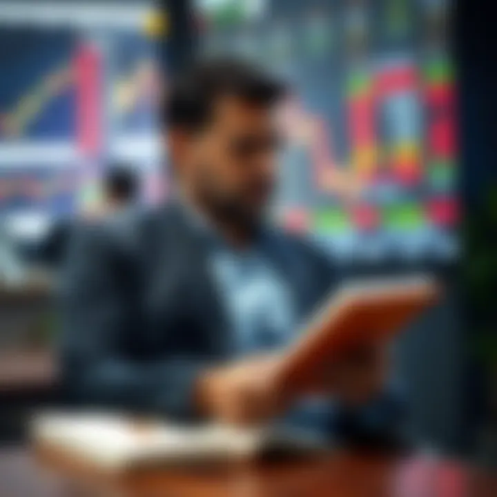 Investor Contemplating Trends A calm investor contemplating market trends with a notebook