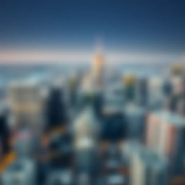 Modern City Skyline Aerial view of a modern city skyline showcasing diverse real estate developments