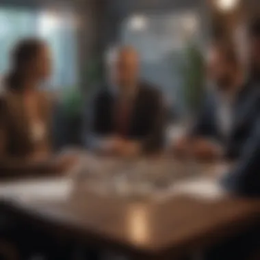 Diverse Brokers Engaged in Strategy Discussion Diverse Brokers Discussing Strategies