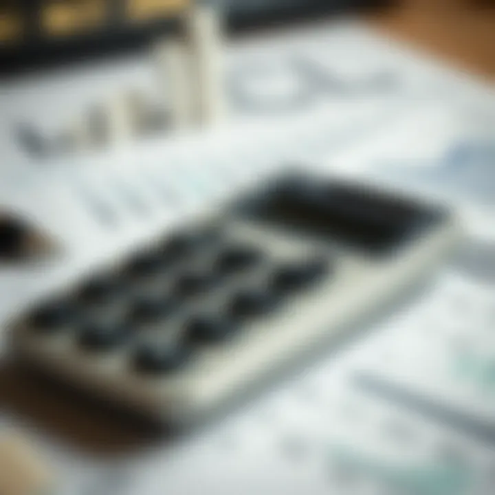 Calculator and Financial Dynamics Illustration of a calculator with financial symbols around it