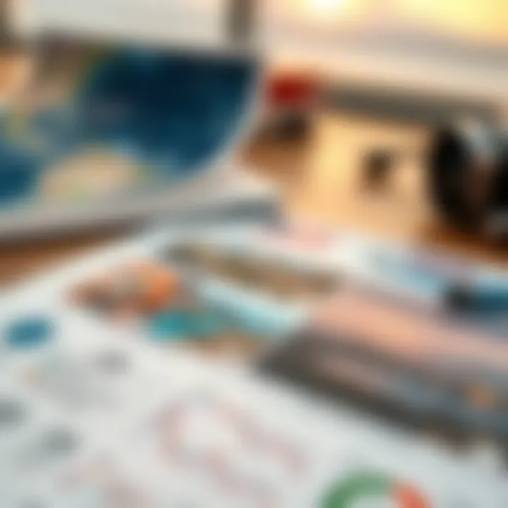 Detailed Financial Plan for Travel Adventures A close-up of a financial plan laid out with destination images.